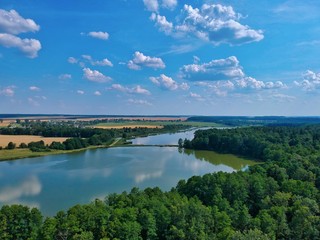 Aerial view of countryside in Minsk Region of Belarus