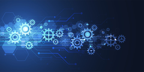 Abstract technology of science background. Futuristic interface with geometric shapes. Vector illustration