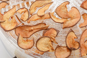 Close-up on dried pear slices