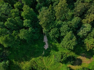 Fototapeta na wymiar Aerial view of countryside in Minsk Region of Belarus