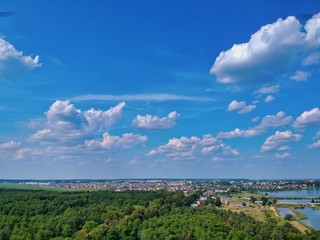 Fototapeta na wymiar Aerial view of countryside in Minsk Region of Belarus