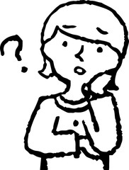 Monochrome Illustration of a woman face and pose set 4