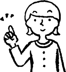 Monochrome Illustration of a woman face and pose set 4