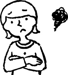 Monochrome Illustration of a woman face and pose set 4