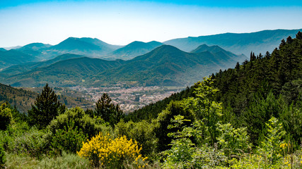 mountain panorama with brooms in the South of France