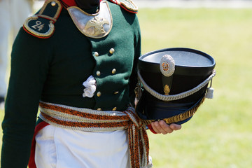 Uniform of soldiers during the Russian-French war of 1812. The guns and drums of 1812.