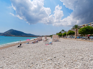 Beautiful beach in Altea. View of the Mediterranean sea. Costa Blanca, Spain.