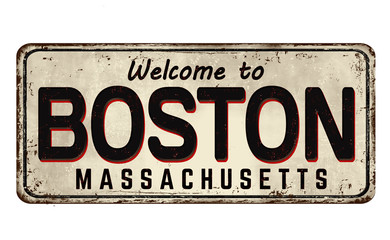Welcome to Boston vintage rusty metal sign