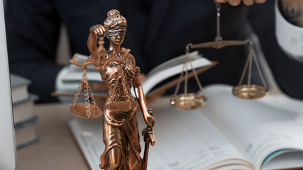 lawyer or judge work in the office with gavel and scale