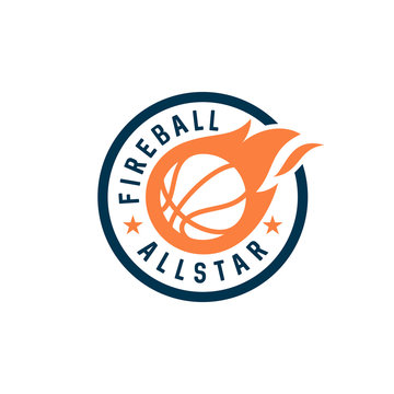 bedge fire basketball vector icon logo design