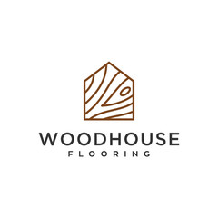 wood house home grain timber lumber vector icon logo design