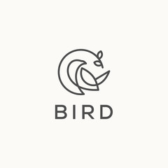 Obraz premium bird leaf logo vector icon template download line art outline