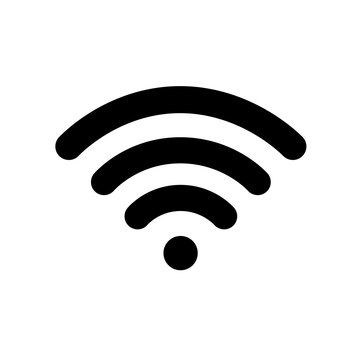 Wi-fi vector icon, sign. Free WiFi black color network symbol for public zon or mobile interface