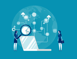 SEO optimization. Concept business vector illustration, Technology, Searching and Analysis, Development.