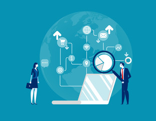 SEO optimization. Concept business vector illustration, Technology, Searching and Analysis, Development.