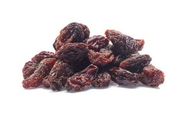 Organic dried Raisins isolated on white background