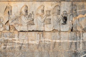 Ancien inscriptions on the walls of Persepolis, the ancient capital of old Persian Achaemenid...