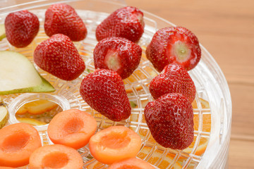 Strawberries, apricot and pear