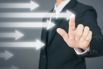 Businessman  Touching stock Graph Indicating Growth