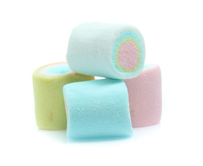 colorful marshmallows candy isolated on white background