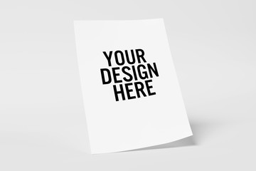 Mock up of a sheet of paper isolated on a background with shadow - 3d rendering