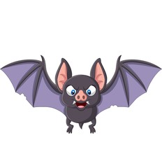 Cartoon bat flying isolated on white background