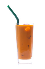 Iced Thai milk tea in glasses (thailand)