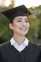 Graduation concept with portrait of happy woman