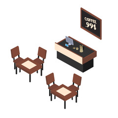 Coffee house isometric vector illustration
