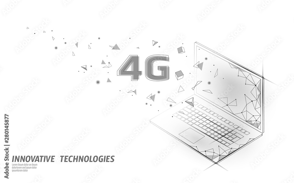 Poster 4g new wireless internet wifi connection. laptop mobile device isometric 3d flat. global network hig