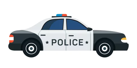 Zelfklevend Fotobehang Police car flat vector illustration © backup_studio