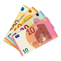 Fotobehang Euro banknotes flat vector illustration © backup_studio