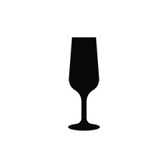 Champagne glass icon, wine cup silhouette icon