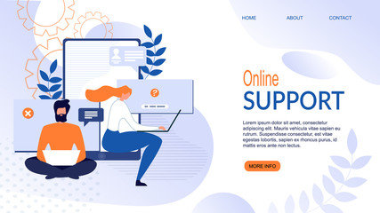 Flat Landing Page for Online Support Service App