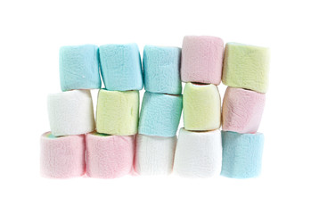 colorful marshmallows candy  on white background