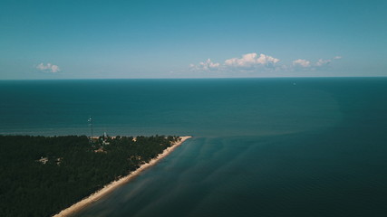 Aerial view of cape Kolka, Baltic sea, Latvia