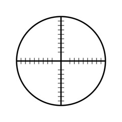 Sniper rifle aim isolated on white. Crosshair target choose destination icon. Aim shoot focus cursor. Bullseye mark targeting. Game aiming sight dot pointer. Vector illustration