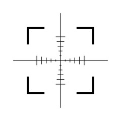 Sniper rifle aim isolated on white. Crosshair target choose destination icon. Aim shoot focus cursor. Bullseye mark targeting. Game aiming sight dot pointer. Vector illustration