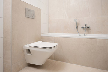 Naklejka na ściany i meble Interior of small bathroom in contemporary house