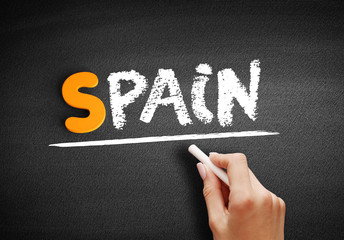 Spain text on blackboard, concept background