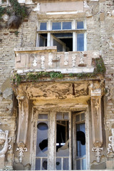 Old destroyed  house Poverty and misery.It is destroyed over time and cannot be repaired