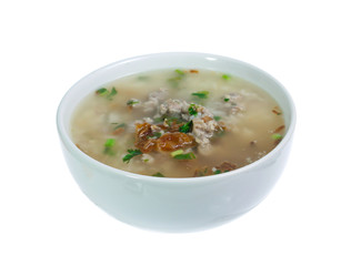 Boiled rice pork  isolated on white