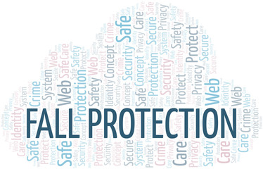 Fall Protection word cloud. Wordcloud made with text only.