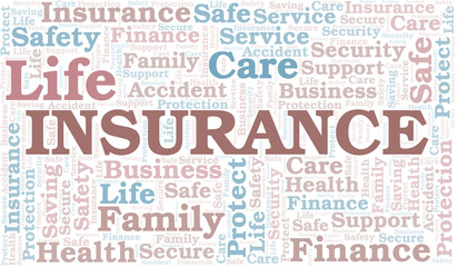 Insurance word cloud vector made with text only.