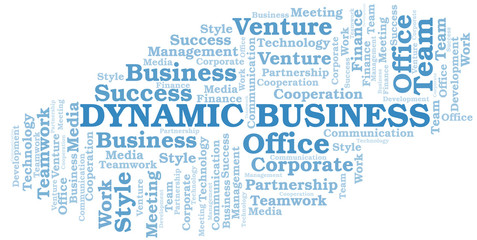 Fototapeta premium Dynamic Business word cloud. Collage made with text only.