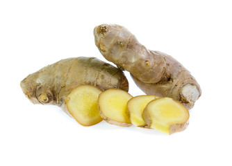 ginger root on white background