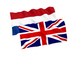 Flags of Netherlands and Great Britain on a white background