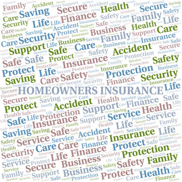 Homeowners Insurance Word Cloud Vector Made With Text Only.