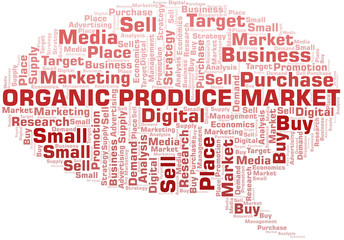 Fototapeta na wymiar Organic Produce Market word cloud. Vector made with text only.