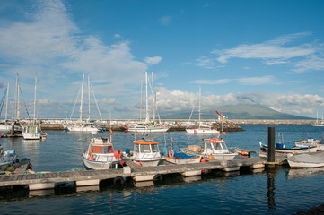 Marina of the city of Horta, Faial Island, Azores